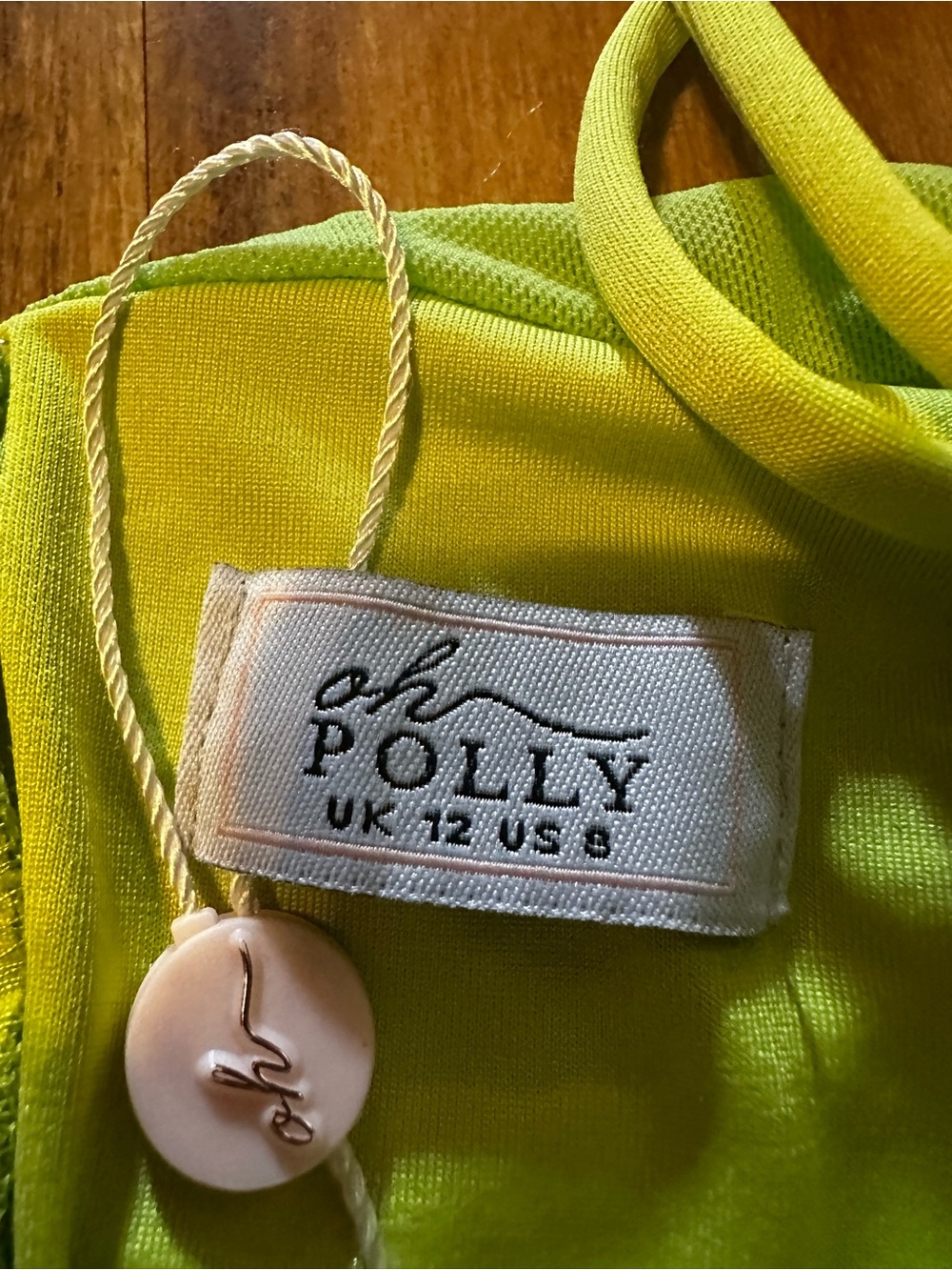 Oh Polly Dress Womens US 8 Neon Green Ruched Cowl Neck Bodycon Midi Y2K - Picture 4 of 9